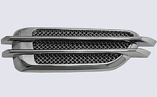 UNIVERSAL FENDER VENT STICK ON STYLE- CHROME DOUBLE BAR WITH MESH
