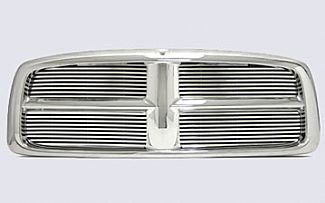 DODGE RAM 02-05 4 PIECE PLASTIC CHROME GRILLE SHELL WITH 8MM BILLET GRILLE