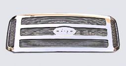 FORD SUPER DUTY 05-07 CHROME GRILLE SHELL WITH 6 PIECE 4MM BILLET GRILLE INSERTS