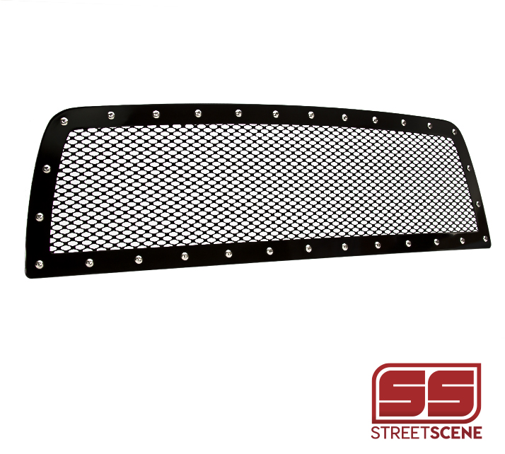 DODGE RAM 2500 3500 HD 2011-13 FRAMED MESH GRILLE WITH PERIMETER SS BOLTS BLK POWDER COATED