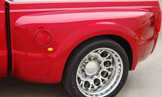 99-10 FORD F350 REAR DUALLY FENDERS 4 1/4 WIDER 6 3/4 bed WITH HOLE GAS CAP WITH FENDER VENTS