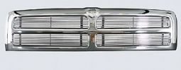 DODGE RAM 94-01 4 SECTION  PLASTIC CHROME GRILLE SHELL WITH 4MM BILLET GRILLE