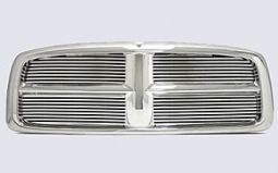 DODGE RAM 02-05 4 PIECE PLASTIC CHROME GRILLE SHELL WITH 8MM BILLET GRILLE
