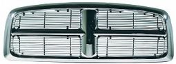 DODGE RAM 02-05 OEM 4 SECTION PLASTIC CHROME GRILLE SHELL WITH 4MM BILLET GRILLE