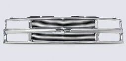 CHEVY 94-98 CHROME GRILLE SHELL RECESSED FOR OE LOGO & 8MM BILLET GRILLE
